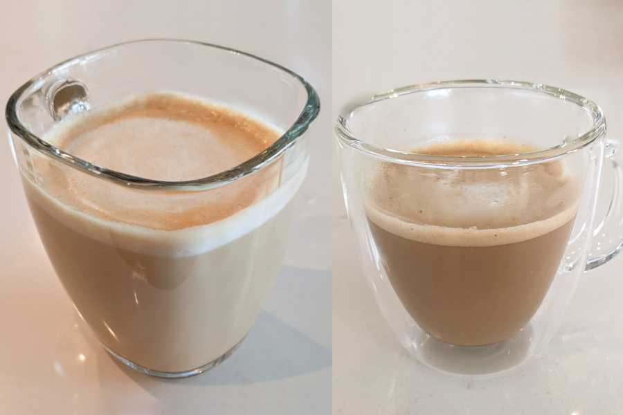 Latte and Cortado Side by Side