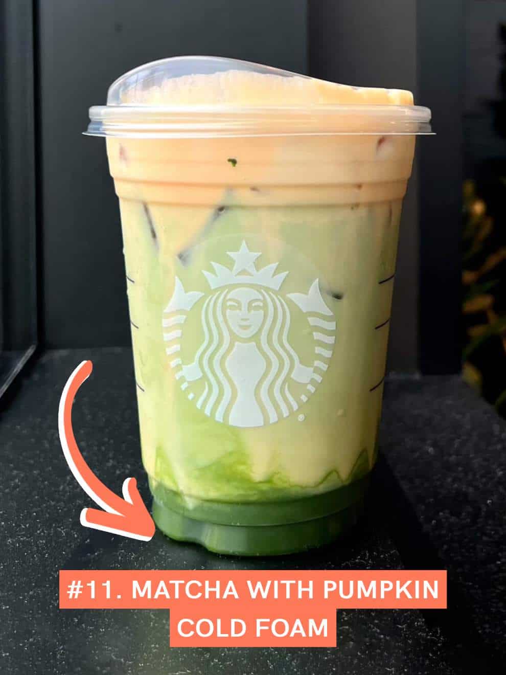 Matcha Latte With Pumpkin Cold Foam