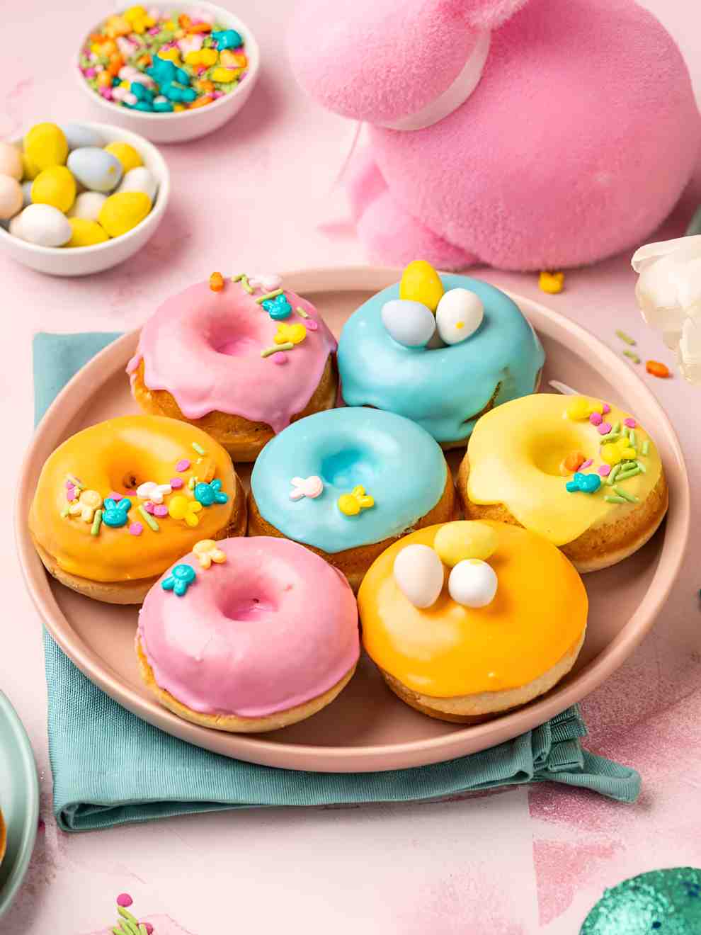 Easter Donuts With Pastel Glaze