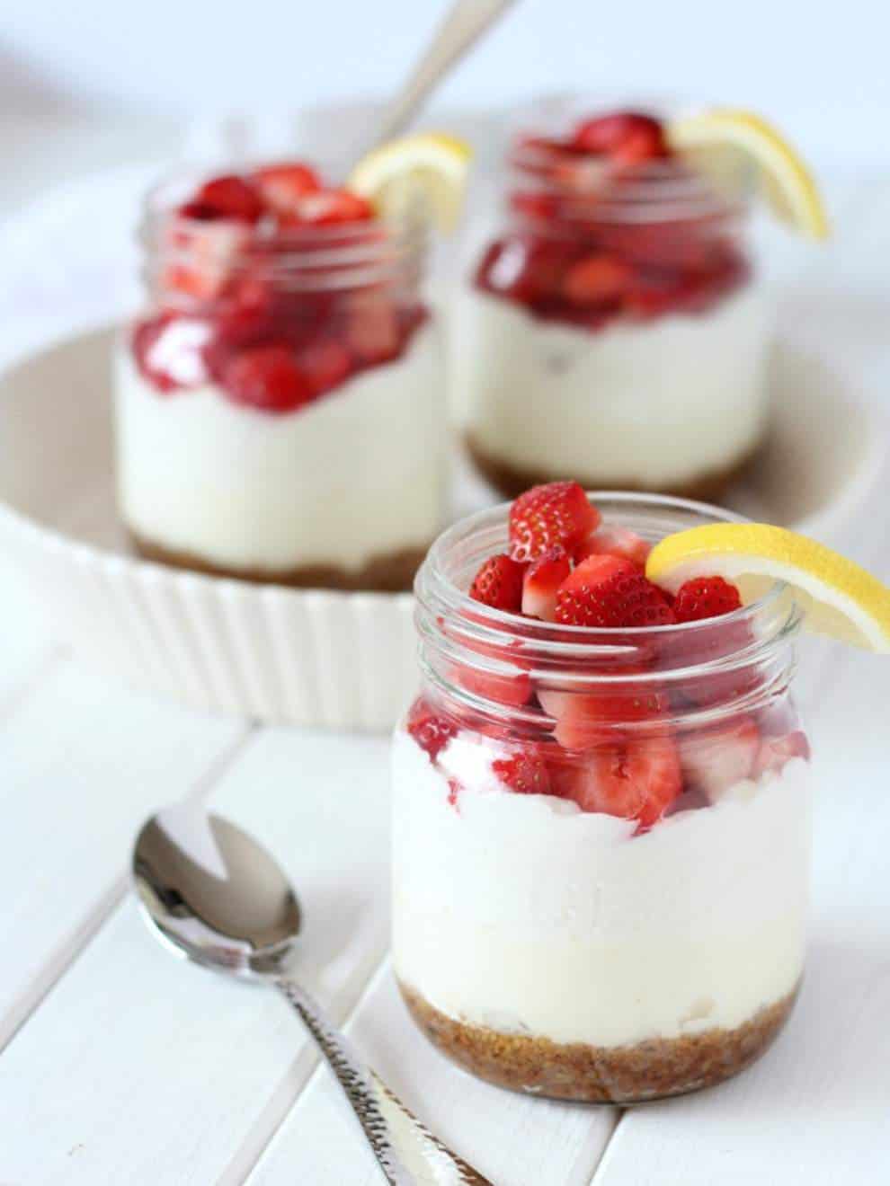 No Bake Strawberry Lemon Cheesecake Jars