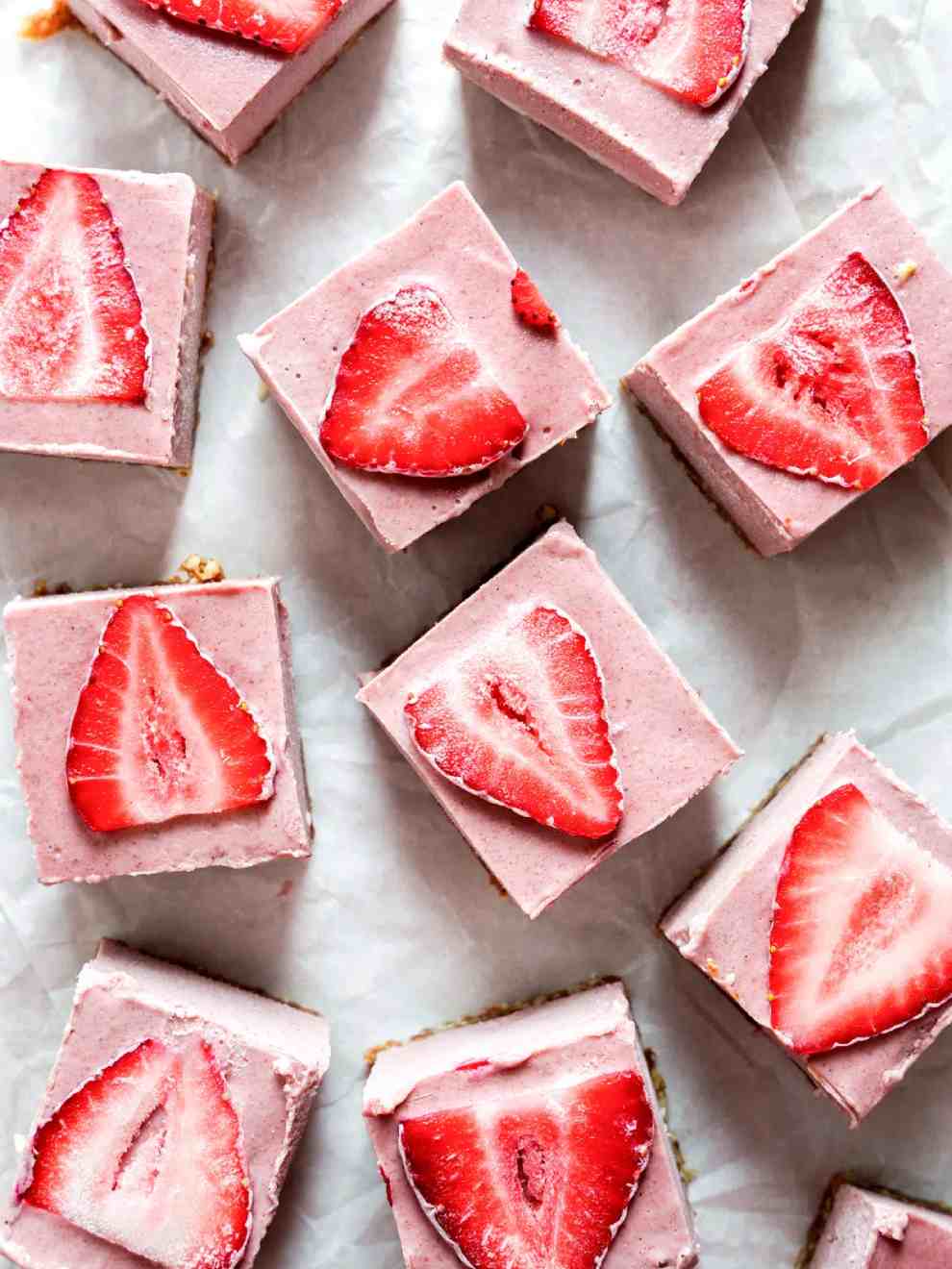 No-Bake Vegan Strawberry Cheesecake Bars