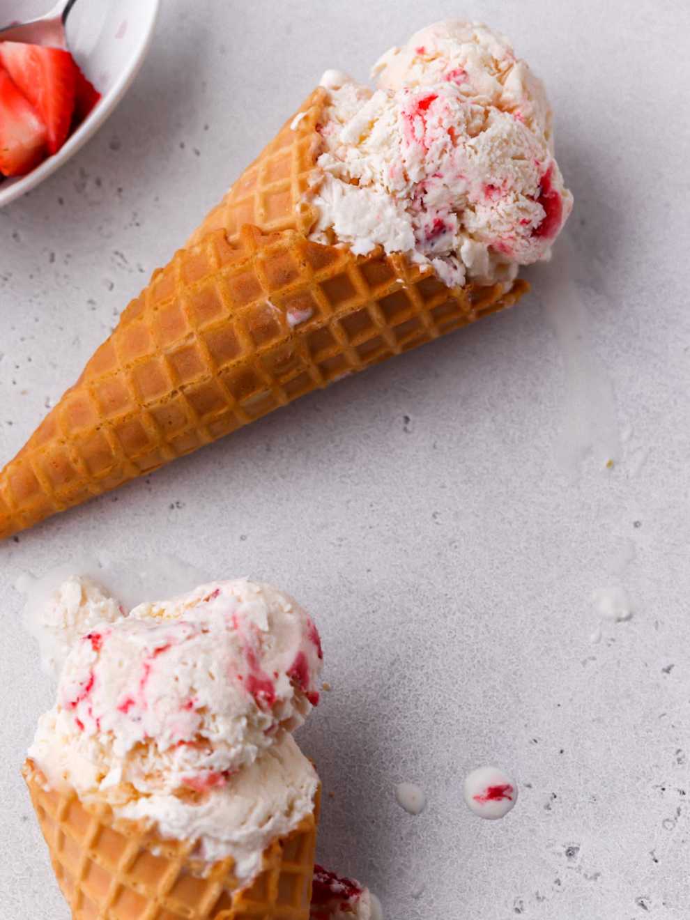 Vanilla Kefir Ice Cream with Strawberries No-Churn