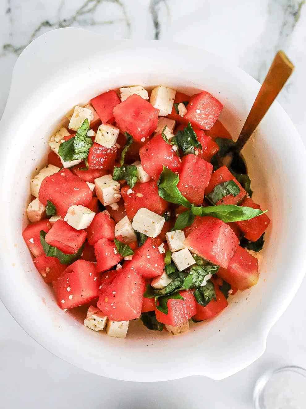 Watermelon Feta Basil Salad Recipe