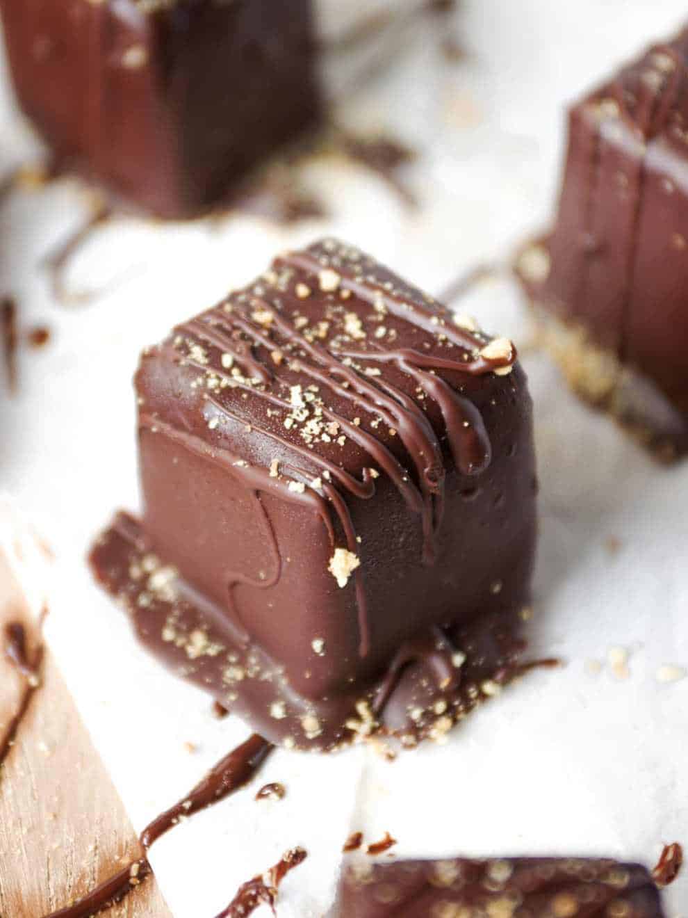 Chocolate Covered Cheesecake Bites