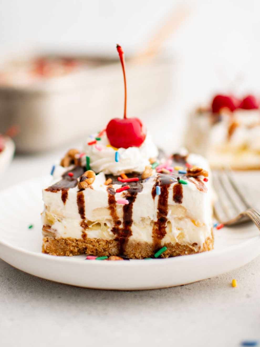 No Bake Banana Split Cake