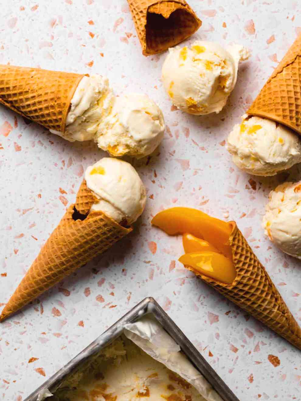 No Churn Peach Ice Cream