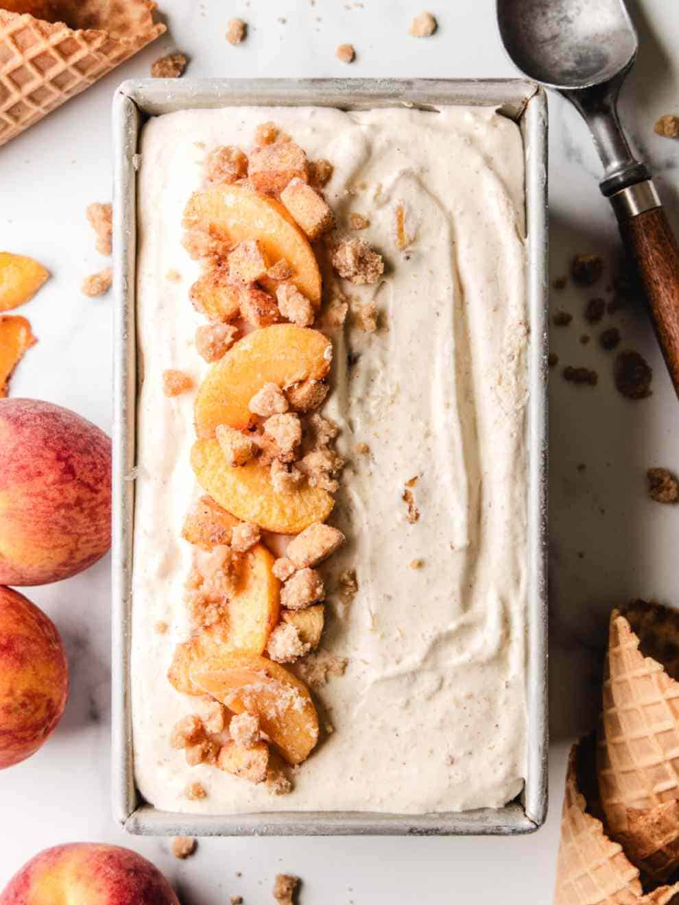 Peach Cobbler Ice Cream (No Churn)